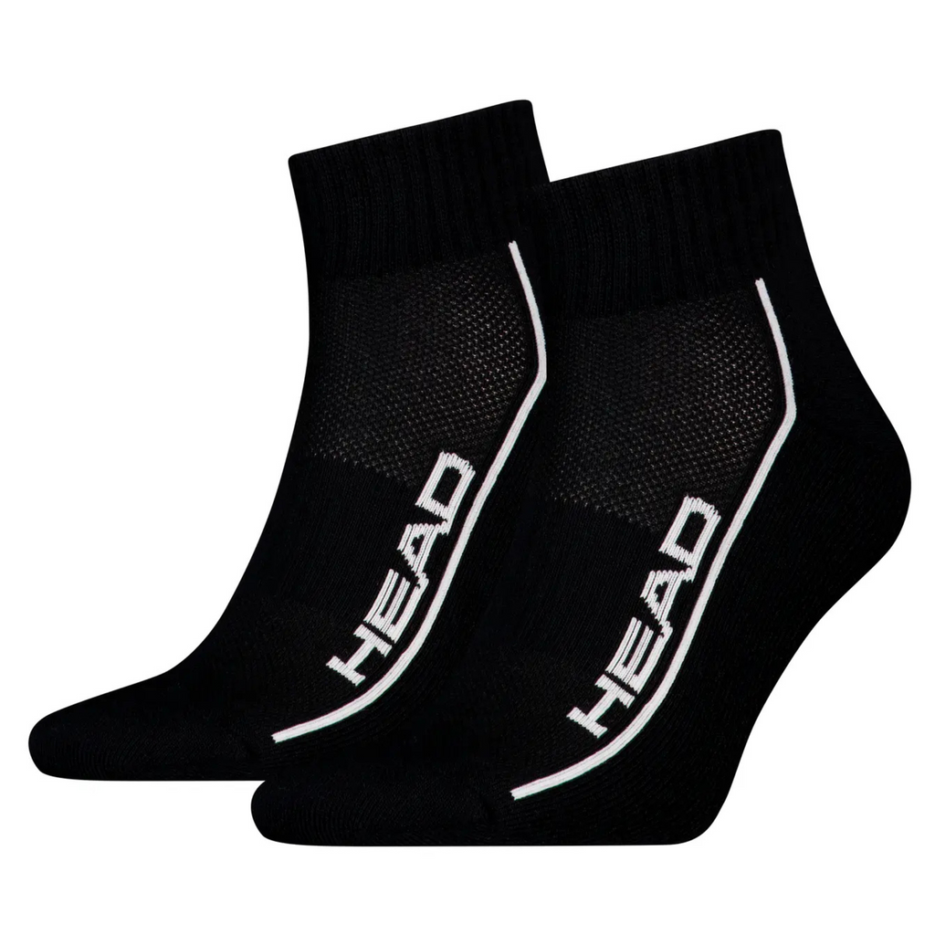 Two black socks with 'HEAD' branding on a white background