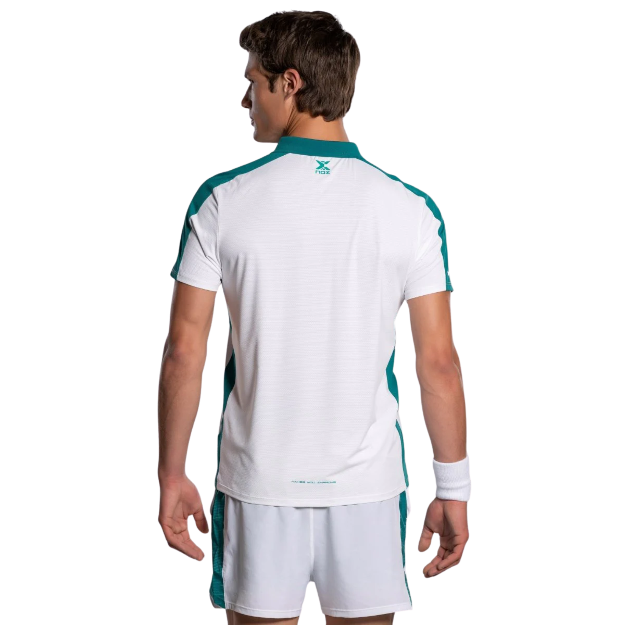 POWER ON PADEL LEAGUE ポロシャツ Nox Men's PRO White Ivy Green Polo Padel T-Shirt 2026 | Padelsouq