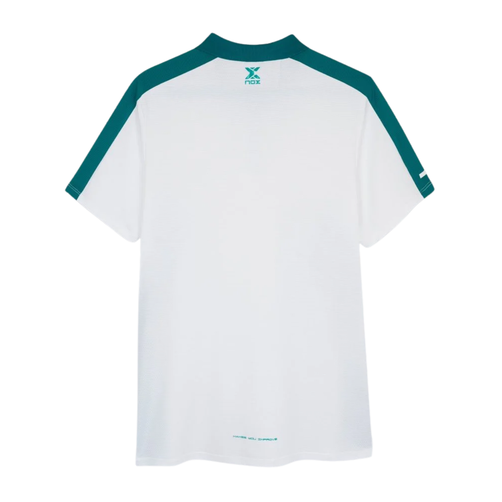Nox Men's PRO White Ivy Green Polo Padel T-Shirt 2026 | Padelsouq