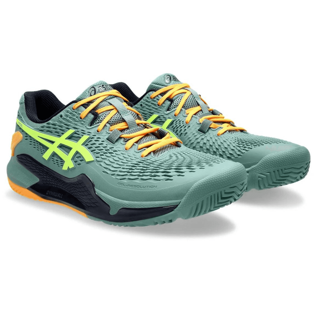 ASICS MEN'S GEL-RESOLUTION 9 PADEL SHOES CELADON/SAFETY YELLOW - Padelsouq