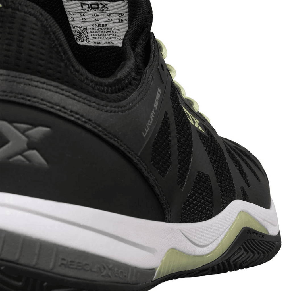 Nox NERBO Black/Soft Lime Padel Shoes - Padelsouq