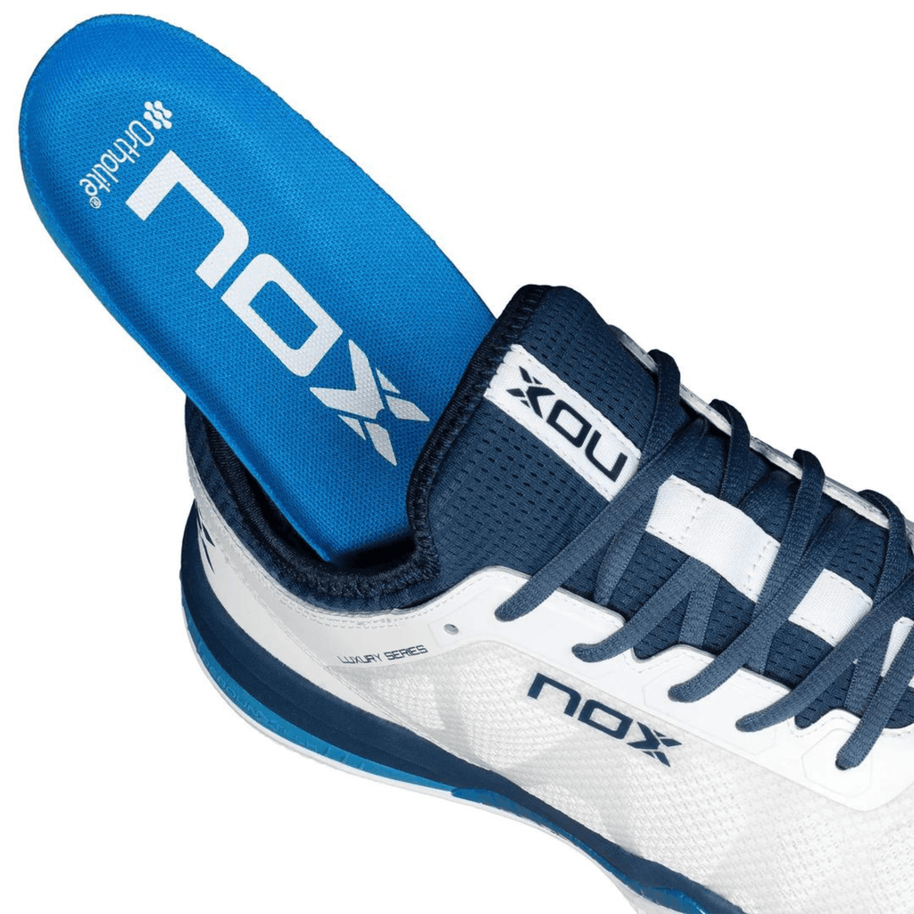 NOX NERBO WHITE/SWEDISH BLUE PADEL SHOES - Padelsouq